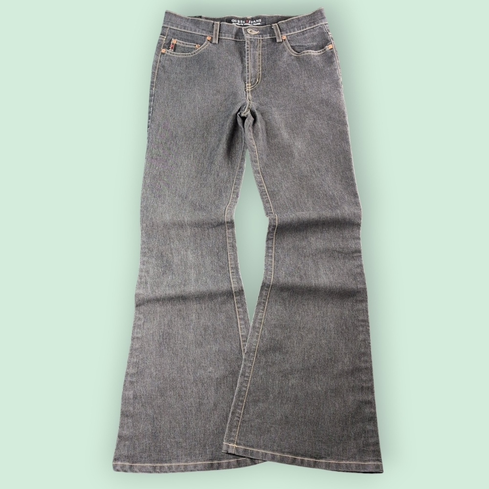 GUESS flare Gray Denim jeans size 28 Vintage 90s